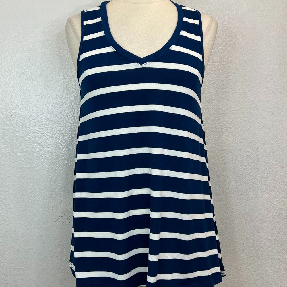 LuLaRoe Kristina  XS Tank V Neck womens Top Blue & White‎ Stripe NEW w/tag